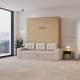 Schrankbett M3 180x200 (Tiefe 55cm) Vertikal Kaiserberg Eiche inkl.SOFA Sandgrau