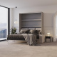 Schrankbett M3 180x200 (Tiefe 55cm) Vertikal Perlgrau inkl.SOFA Sandgrau