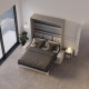 Schrankbett M3 180x200 (Tiefe 55cm) Vertikal Perlgrau inkl.SOFA Sandgrau