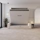 Schrankbett M3 180x200 (Tiefe 55cm) Vertikal Weiss inkl.SOFA  Sandgrau