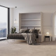 Schrankbett M3 180x200 (Tiefe 55cm) Vertikal Weiss inkl.SOFA  Sandgrau