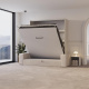 Schrankbett M3 180x200 (Tiefe 55cm) Vertikal Weiss inkl.SOFA  Sandgrau