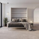 Murphy bed M3 180x200 (depth 55cm) vertical White incl. sofa Sand grey with Armrests 11cm width