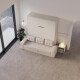 Murphy bed M3 180x200 (depth 55cm) vertical White incl. sofa Sand grey with Armrests 11cm width