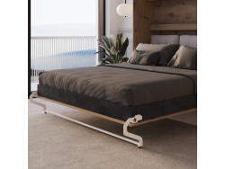 Schrankbett M3 180x200 (Tiefe 55cm) Vertikal Wildeiche inkl.SOFA Sandgrau