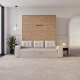 Schrankbett M3 180x200 (Tiefe 55cm) Vertikal Wildeiche inkl.SOFA Sandgrau