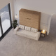 Schrankbett M3 180x200 (Tiefe 55cm) Vertikal Wildeiche inkl.SOFA Sandgrau