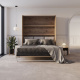 Schrankbett M3 180x200 (Tiefe 55cm) Vertikal Wildeiche inkl.SOFA Sandgrau