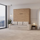 Schrankbett M3 180x200 (Tiefe 55cm) Vertikal Wildeiche inkl.SOFA Sandgrau