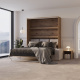 Schrankbett M3 180x200 (Tiefe 55cm) Vertikal Wildeiche inkl.SOFA Sandgrau