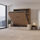 Schrankbett M3 180x200 (Tiefe 55cm) Vertikal Wildeiche inkl.SOFA Sandgrau