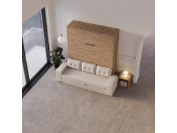 Murphy bed M3 160x200 (depth 55cm) vertical pearl grey incl. sofa anthracite