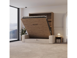 Murphy bed M3 160x200 (depth 55cm) vertical pearl grey incl. sofa anthracite