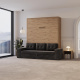Schrankbett M3 160x200 (Tiefe 55cm) Vertikal Wildeiche inkl.SOFA Anthrazit