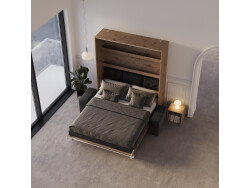 Murphy bed M3 160x200 (depth 55cm) vertical wild oak incl. sofa anthracite with Armrests 11 cm width