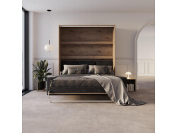 Murphy bed M3 160x200 (depth 55cm) vertical wild oak incl. sofa anthracite with Armrests 11 cm width