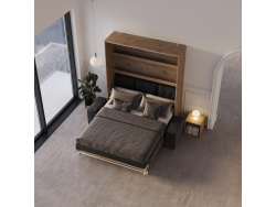 Schrankbett M3 160x200 (Tiefe 55cm) Vertikal Wildeiche inkl.SOFA Anthrazit mit Armlehnen 26 cm Breite