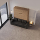 Schrankbett M3 160x200 (Tiefe 55cm) Vertikal Wildeiche inkl.SOFA Anthrazit mit Armlehnen 26 cm Breite