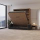 Schrankbett M3 160x200 (Tiefe 55cm) Vertikal Wildeiche inkl.SOFA Anthrazit mit Armlehnen 26 cm Breite