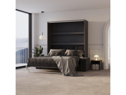 Schrankbett M3 160x200 (Tiefe 55cm) Vertikal Anthrazit inkl.SOFA Anthrazit mit Armlehnen 26 cm Breite