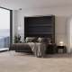 Schrankbett M3 160x200 (Tiefe 55cm) Vertikal Anthrazit inkl.SOFA Anthrazit mit Armlehnen 26 cm Breite
