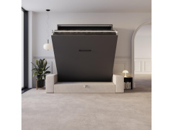 Schrankbett M3 160x200 (Tiefe 55cm) Vertikal Anthrazit inkl.SOFA Sandgrau