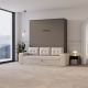 Schrankbett M3 160x200 (Tiefe 55cm) Vertikal Anthrazit inkl.SOFA Sandgrau