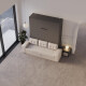 Schrankbett M3 160x200 (Tiefe 55cm) Vertikal Anthrazit inkl.SOFA Sandgrau Armlehnen 26 cm mit Schubladen