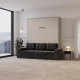 Schrankbett M3 160x200 (Tiefe 55cm) Vertikal Perlgrau inkl.SOFA Anthrazit