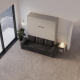Schrankbett M3 160x200 (Tiefe 55cm) Vertikal Perlgrau inkl.SOFA Anthrazit