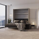 Murphy bed M3 160x200 (depth 55cm) vertical pearl grey incl. sofa anthracite Armrests 26 cm with drawers