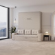 Schrankbett M3 160x200 (Tiefe 55cm) Vertikal Perlgrau inkl.SOFA Sandgrau