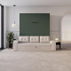 Schrankbett M3 160x200 (Tiefe 55cm) Vertikal Steingrün inkl.SOFA Sandgrau
