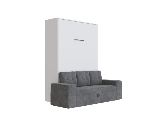 Murphy bed M3 140x200 (depth 55cm) vertical white  incl. sofa anthracite with Armrests 11 cm width
