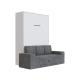 Murphy bed M3 140x200 (depth 55cm) vertical white  incl. sofa anthracite Armrests 26 cm with drawers