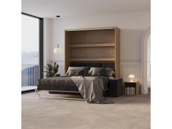 Murphy bed M3 160x200 (depth 55cm) vertical kayserberg oak  incl. sofa anthracite with Armrests 11 cm width
