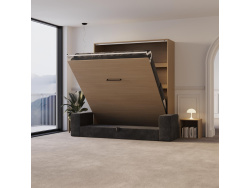 Murphy bed M3 160x200 (depth 55cm) vertical kayserberg oak  incl. sofa anthracite with Armrests 11 cm width