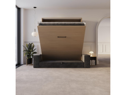 Murphy bed M3 160x200 (depth 55cm) vertical kayserberg oak  incl. sofa anthracite Armrests 26 cm with storage space