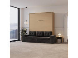 Murphy bed M3 160x200 (depth 55cm) vertical kayserberg oak  incl. sofa anthracite Armrests 26 cm with storage space