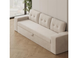 Schrankbett M3 160x200 (Tiefe 55cm) Vertikal Perlgrau inkl.SOFA Sandgrau mit Armlehnen 11 cm Breite