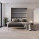 Schrankbett M3 160x200 (Tiefe 55cm) Vertikal Perlgrau inkl.SOFA Sandgrau mit Armlehnen 11 cm Breite