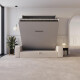 Schrankbett M3 160x200 (Tiefe 55cm) Vertikal Perlgrau inkl.SOFA Sandgrau Armlehnen 26 cm mit Stauraum