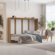 AKTION! NEU!!! SMARTBett Schrankbett Classic 160x200cm Horizontal Wildeiche  mit Weiss Hochglanzfront