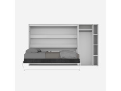SMARTBett Murphy Bed SET M2 160x200 Horizontal and Cabinet White