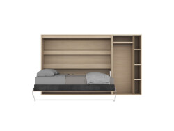 SMARTBett Murphy Bed SET M2 160x200 Horizontal and Cabinet Kayserberg Oak