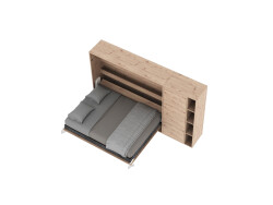 SMARTBett Murphy Bed SET M2 160x200 Horizontal and Cabinet Wild Oak