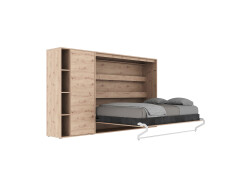 SMARTBett Murphy Bed SET M2 160x200 Horizontal and Cabinet Wild Oak