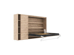 SMARTBett Murphy Bed SET M2 160x200 Horizontal and Cabinet Wild Oak