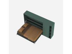 SMARTBett Murphy Bed SET M2 160x200 Horizontal and Cabinet Stone green