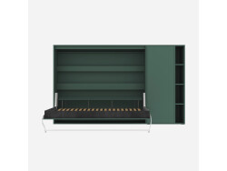 SMARTBett Murphy Bed SET M2 160x200 Horizontal and Cabinet Stone green